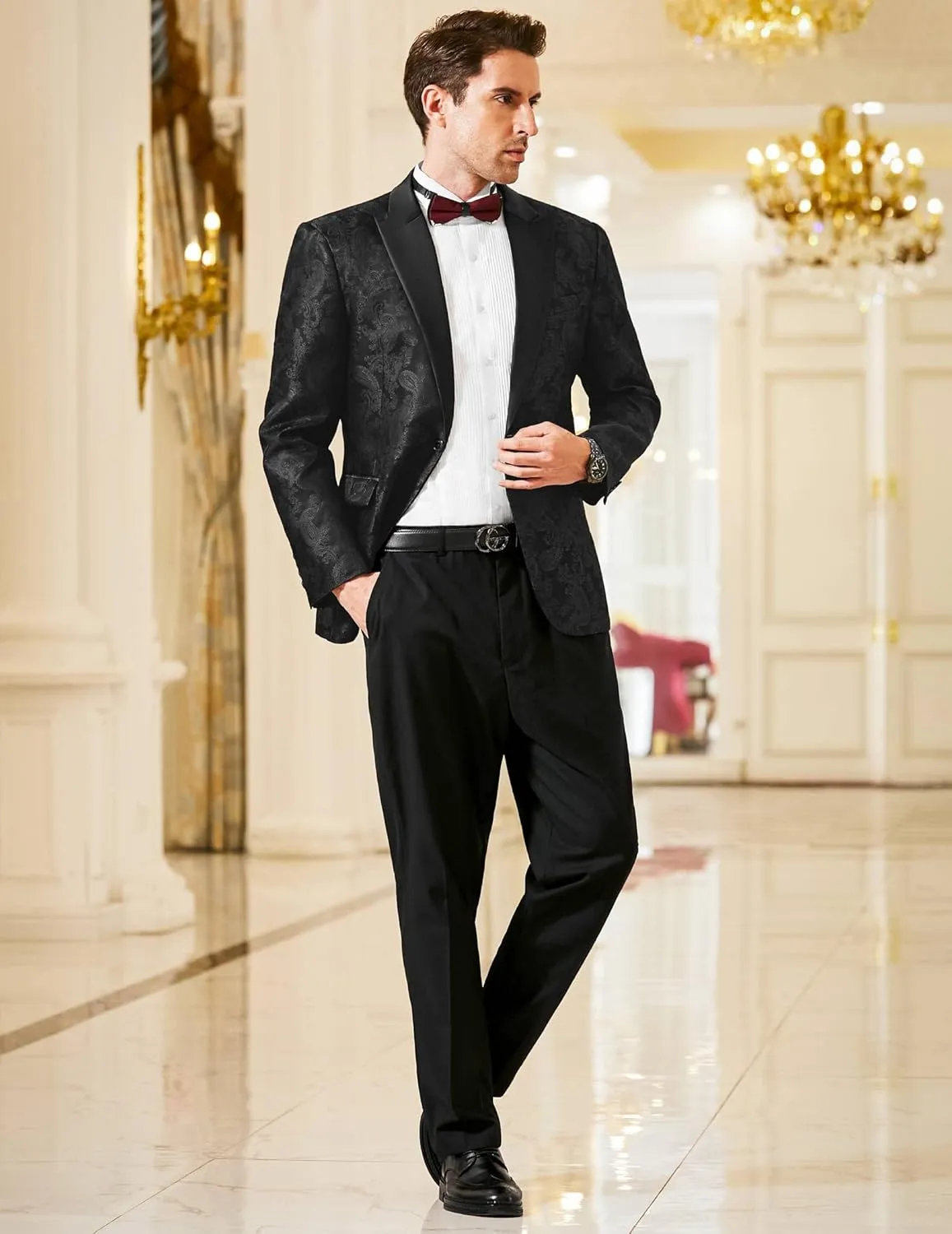 COOFANDY Men's Floral Paisley Formal Tuxedo Suit Jacket Dress Dinner Party Prom Weeding Blazer