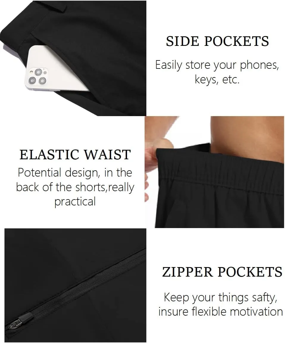 COOFANDY Mens Hybrid Casual Golf Shorts 9" Stretch Lightweight Quick Dry Summer Hiking Travel Shorts with Zipper Pockets