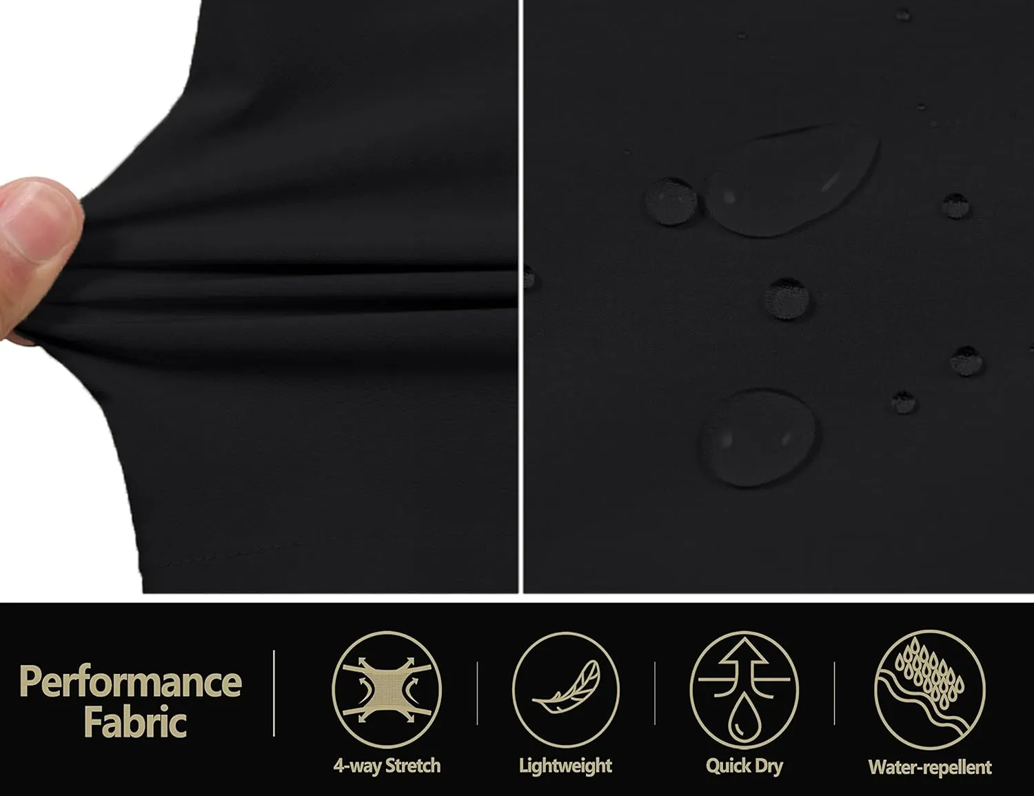 COOFANDY Mens Hybrid Casual Golf Shorts 9" Stretch Lightweight Quick Dry Summer Hiking Travel Shorts with Zipper Pockets