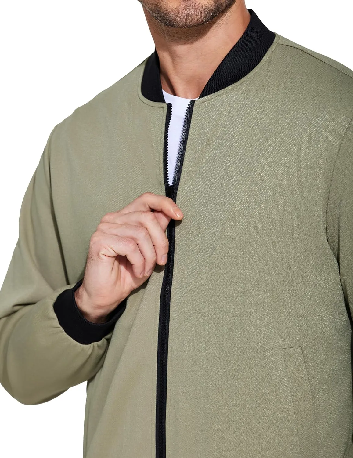 COOFANDY Men's Lightweight Bomber Jacket Casual Stylish Fall Jackets Full Zip Knit Jackets Varsity Textured Coat