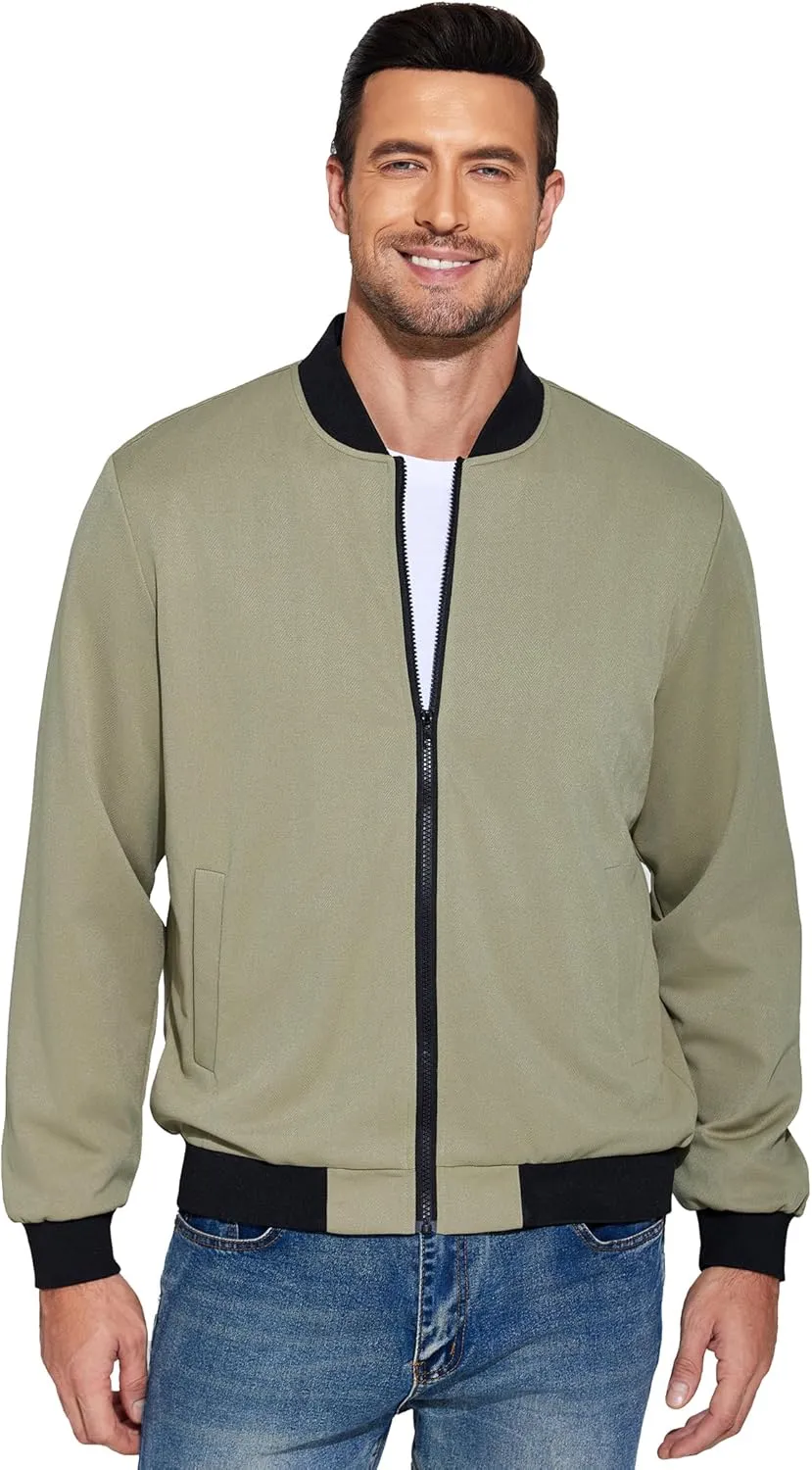 COOFANDY Men's Lightweight Bomber Jacket Casual Stylish Fall Jackets Full Zip Knit Jackets Varsity Textured Coat