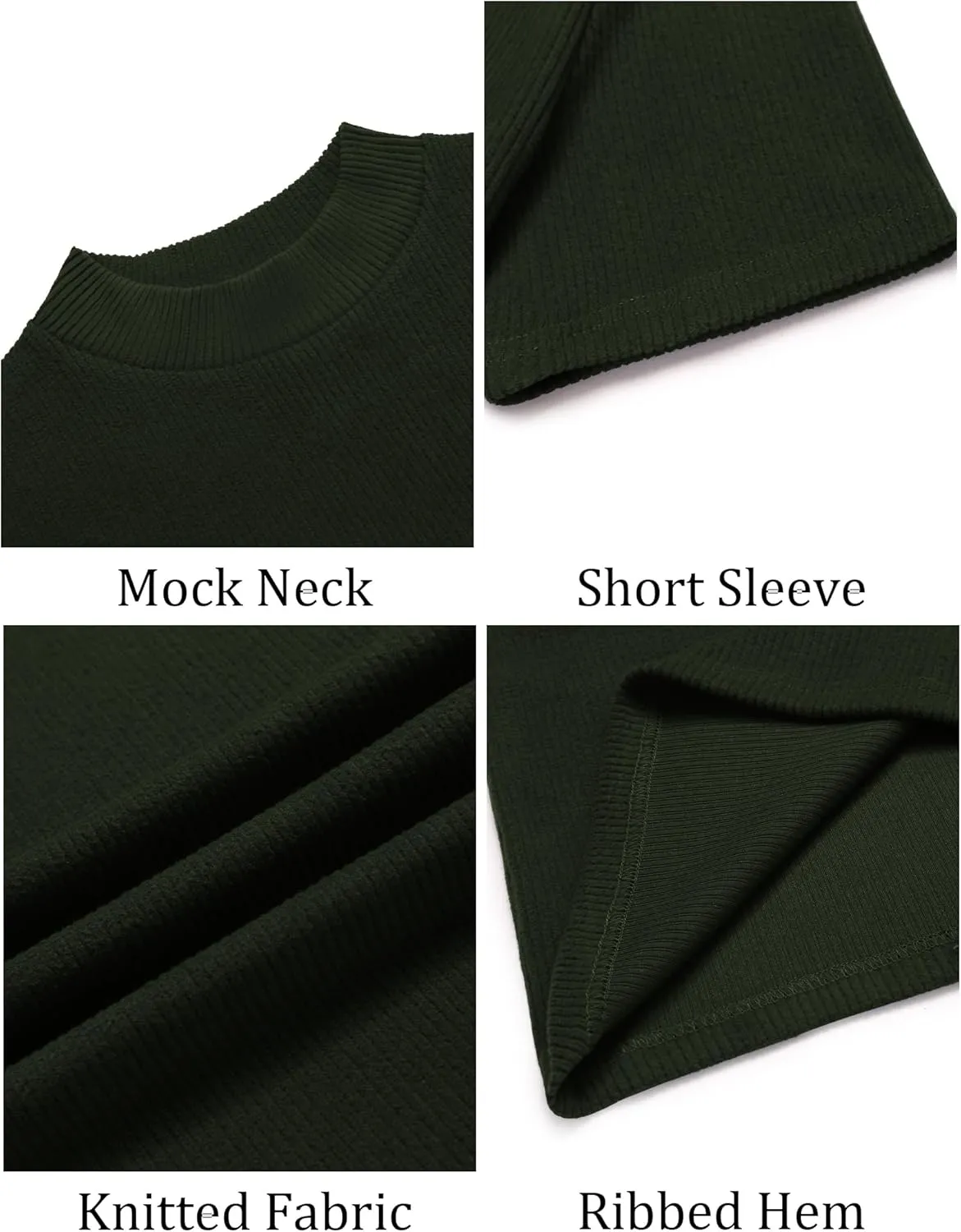 COOFANDY Mens Mock Turtleneck Sweater Short Sleeve Turtle Neck Sweaters Casual Ribbed Knited Pullover Tops Solid Basic Tee
