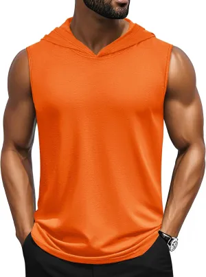 Cotrasen Men's UPF 50  Cotton Hooded Tank Top Sleeveless Hoodie Lightweight Casual Gym Workout Shirt Cooling Muscle Tee Shirt