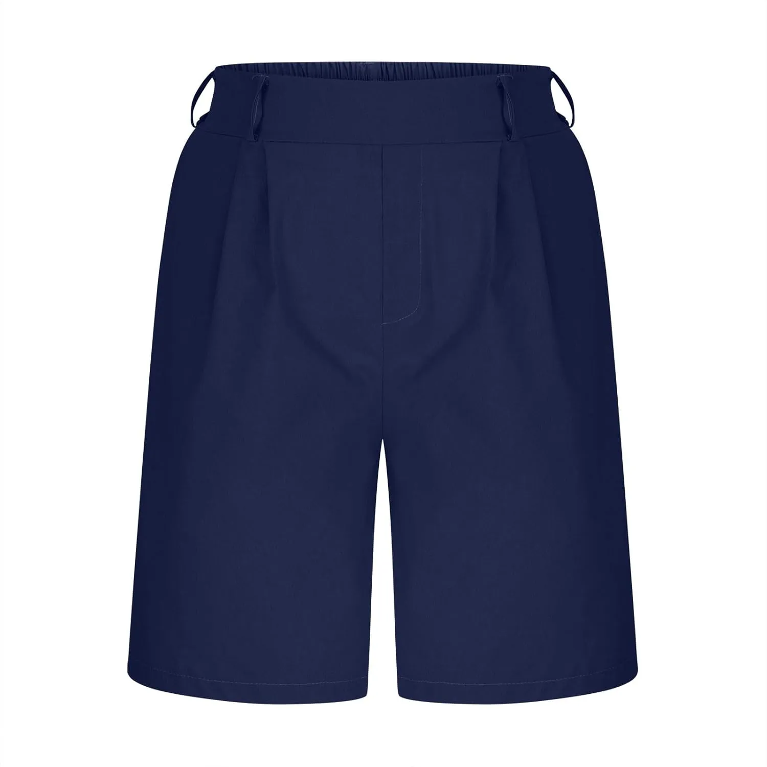 Cotton Linen Womens Bermuda Shorts Dressy Wide Leg Summer Shorts Pleated High Waisted Baggy Knee Length Short Pants