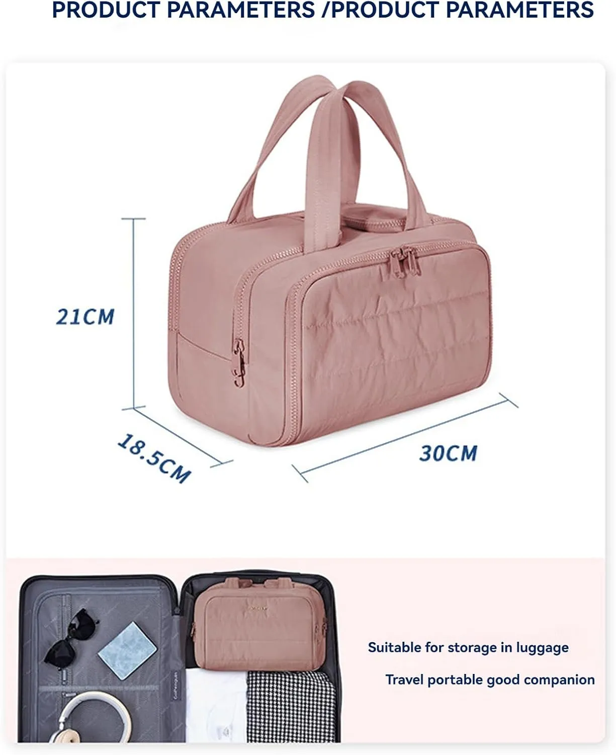 Cureaway Travel Cosmetic Bag, Large Capacity Wide-Open Travel Cosmetic Bag, 4-In-1 Waterproof Portable Pouch Open Flat Toiletry Bags, Dry-And-Wet Separation (Blue,One Size)