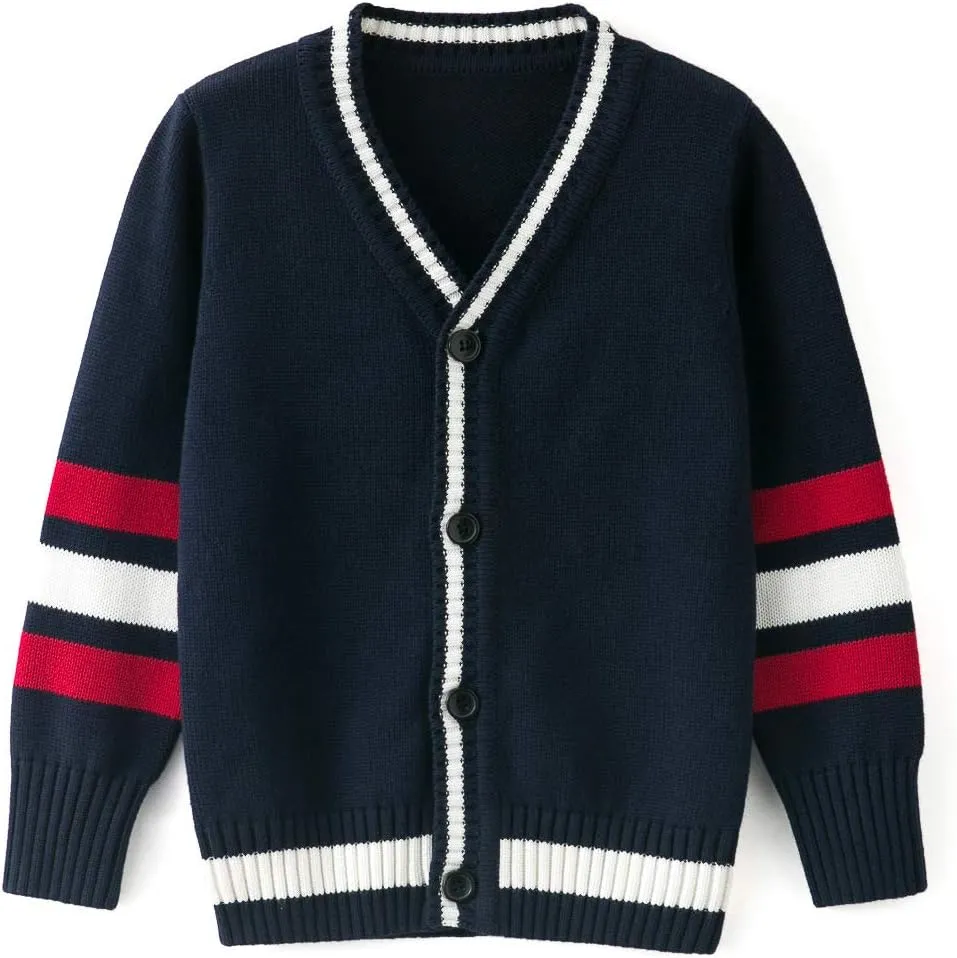 Curipeer Boys' Cardigan Knitted Sweater Fall Button Up Sweater Cardigan for Toddler Boys 3-14Y