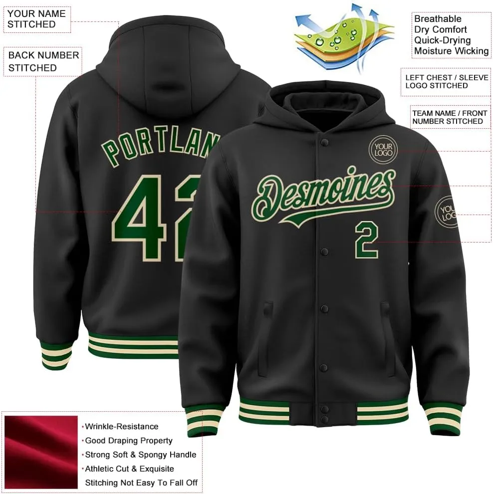 Custom Hoodie Baseball Jackets Personalized Varsity Letterman Jackets Stitched Name Number Logo for Men Women Youth