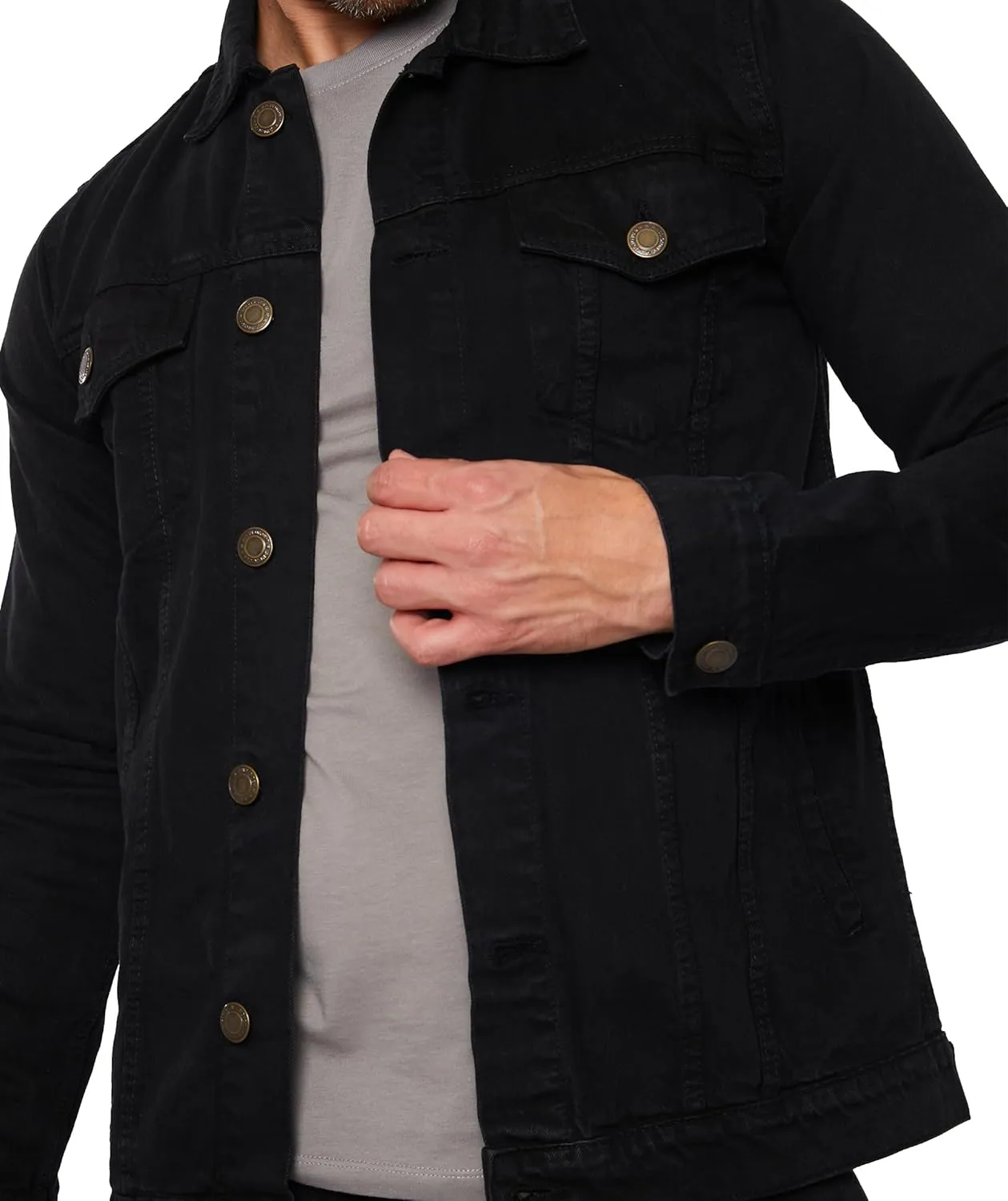 Denim Jacket Men - Casual Vintage Regular Fit Button Down Trucker Style  Mens Jean Jackets Stylish Everyday Outerwear