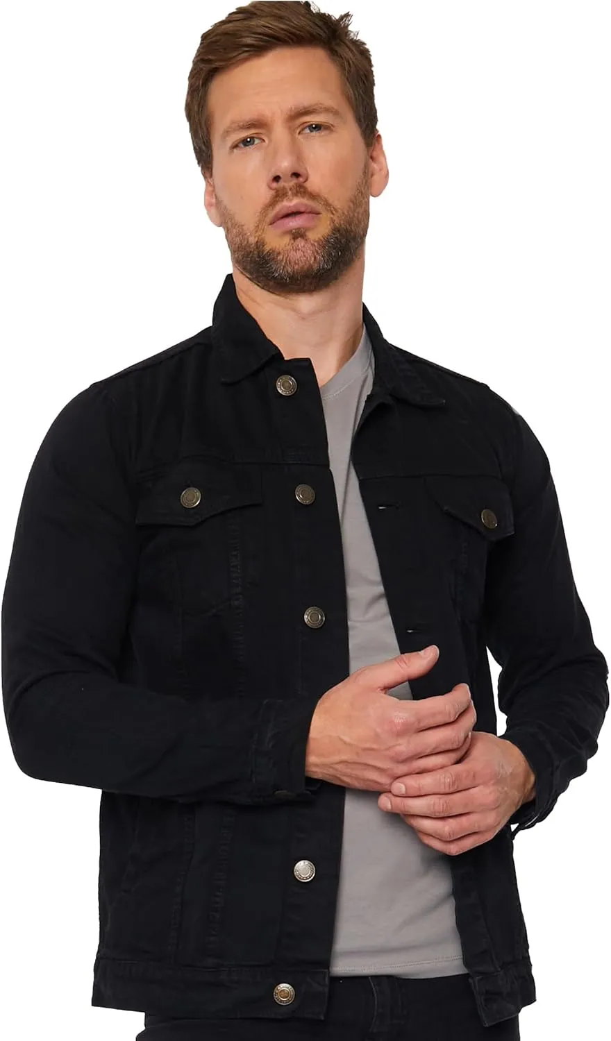 Denim Jacket Men - Casual Vintage Regular Fit Button Down Trucker Style  Mens Jean Jackets Stylish Everyday Outerwear