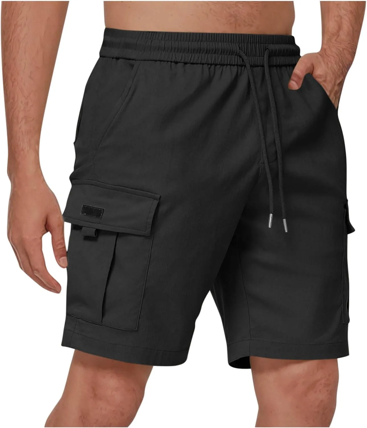 Dgoopd Cargo Shorts for Men Stretch Waist Casual Loose Drawstring Quick Dry Hiking Tactical Outdoor Work Shorts Summer 2025