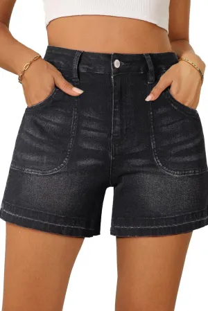 Dokotoo Womens Jean Shorts Stretchy High Waisted 2025 Straight Leg Frayed Raw Hem Casual Denim Shorts with Pockets