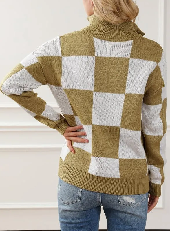 Dokotoo Womens Sweaters Long Sleeve 1/4 Zip Pullover Polo V Neck Dressy Casual Tops