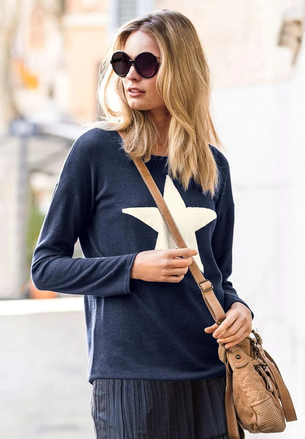 ellos Plus Size Star Applique Sweater