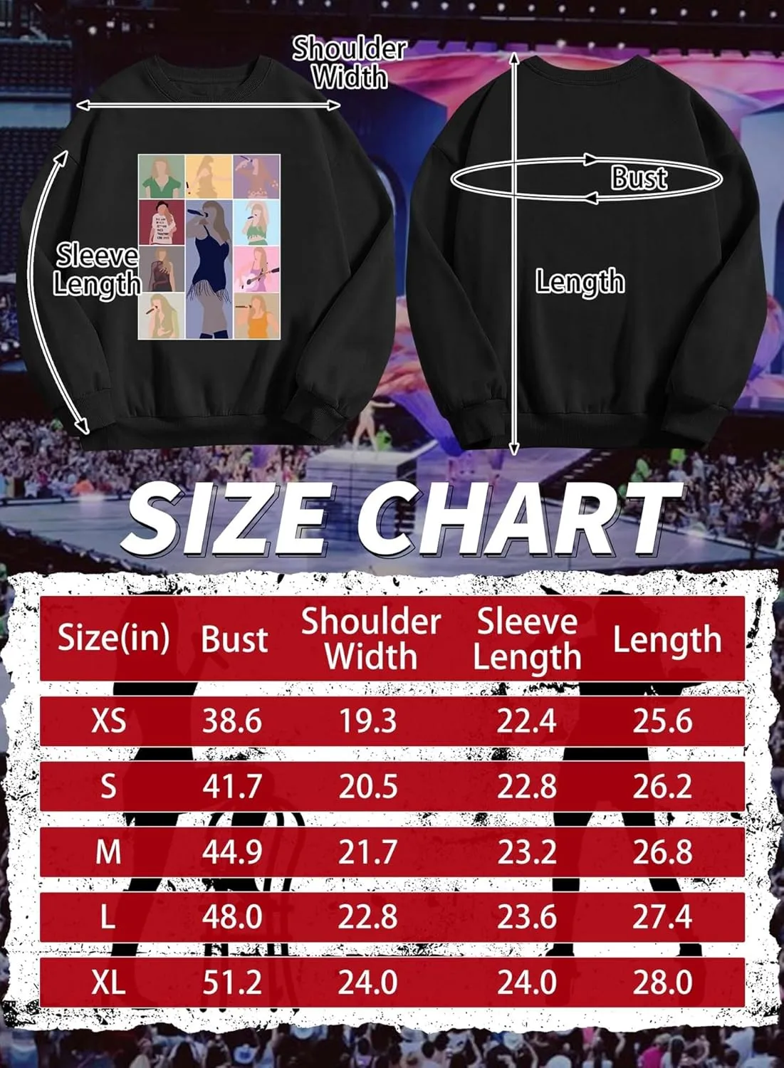 EVELUST Women Country Concert Sweatshirt - Music Festival Graphic Tee Warm World Tour Outfit Thickened Casual Fan Lover Top