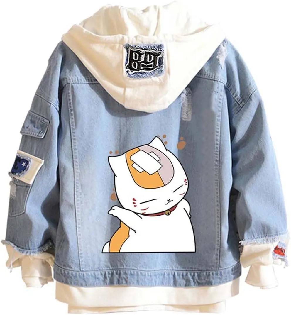 Fairytail Jeans Jacket Anime Lucy Heartfilia Cosplay Denim Jacket Hoodie Casual Fashion Ripped Novelty Coat for Unisex