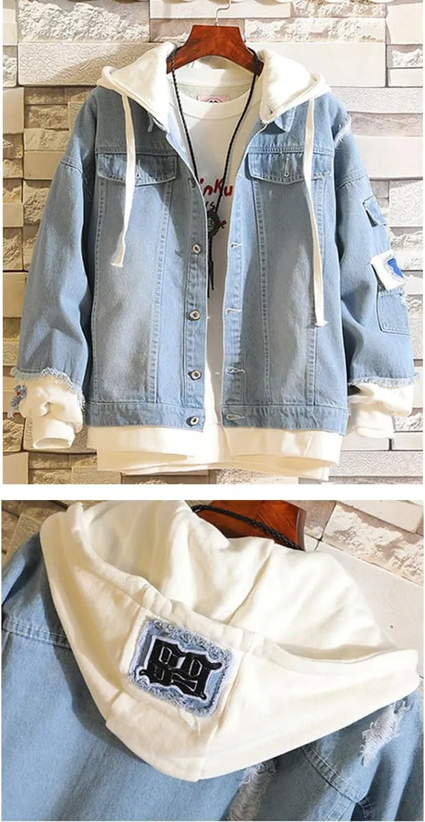Fairytail Jeans Jacket Anime Lucy Heartfilia Cosplay Denim Jacket Hoodie Casual Fashion Ripped Novelty Coat for Unisex