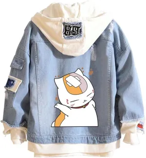 Fairytail Jeans Jacket Anime Lucy Heartfilia Cosplay Denim Jacket Hoodie Casual Fashion Ripped Novelty Coat for Unisex
