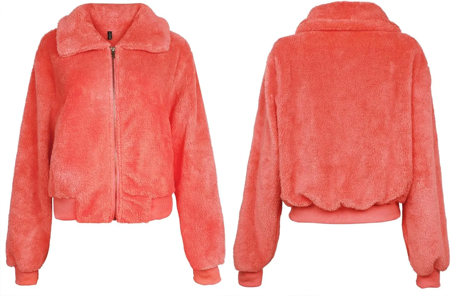 FANCYINN Womens Teddy Cropped Faux Fur Jacket Furry Lapel Coat Zip Up with Pockets Warm Winter