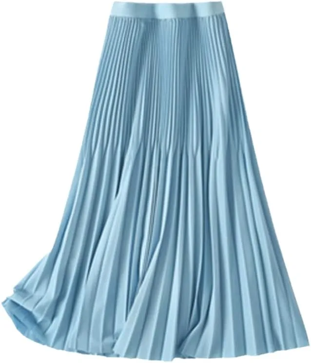 Fashion A-Line Women Pleated Spring Autumn Elegant High Waist Vintage Office Ladies Midi Skirts