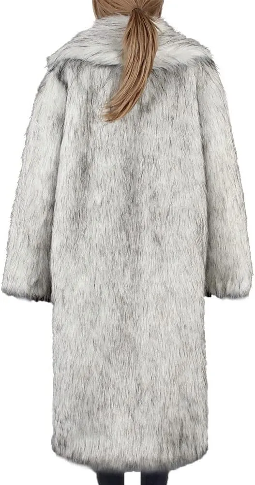 Faux Fur Women Winter Coats Luxury Fluffy Long Cardigan Vintage Lapel Fuzzy Outerwear Women's Down Jackets & Parkas