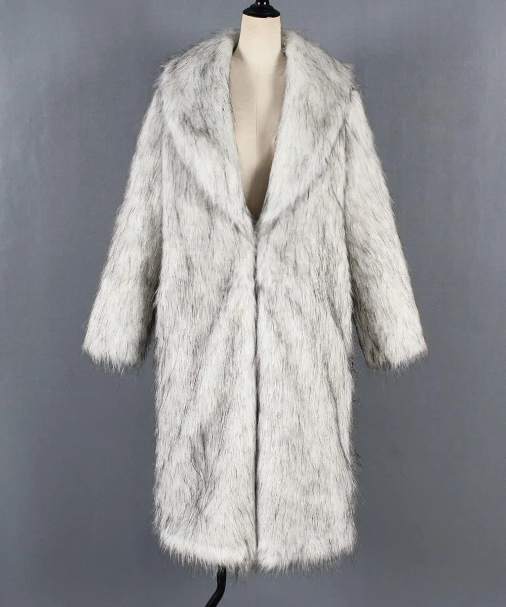 Faux Fur Women Winter Coats Luxury Fluffy Long Cardigan Vintage Lapel Fuzzy Outerwear Women's Down Jackets & Parkas