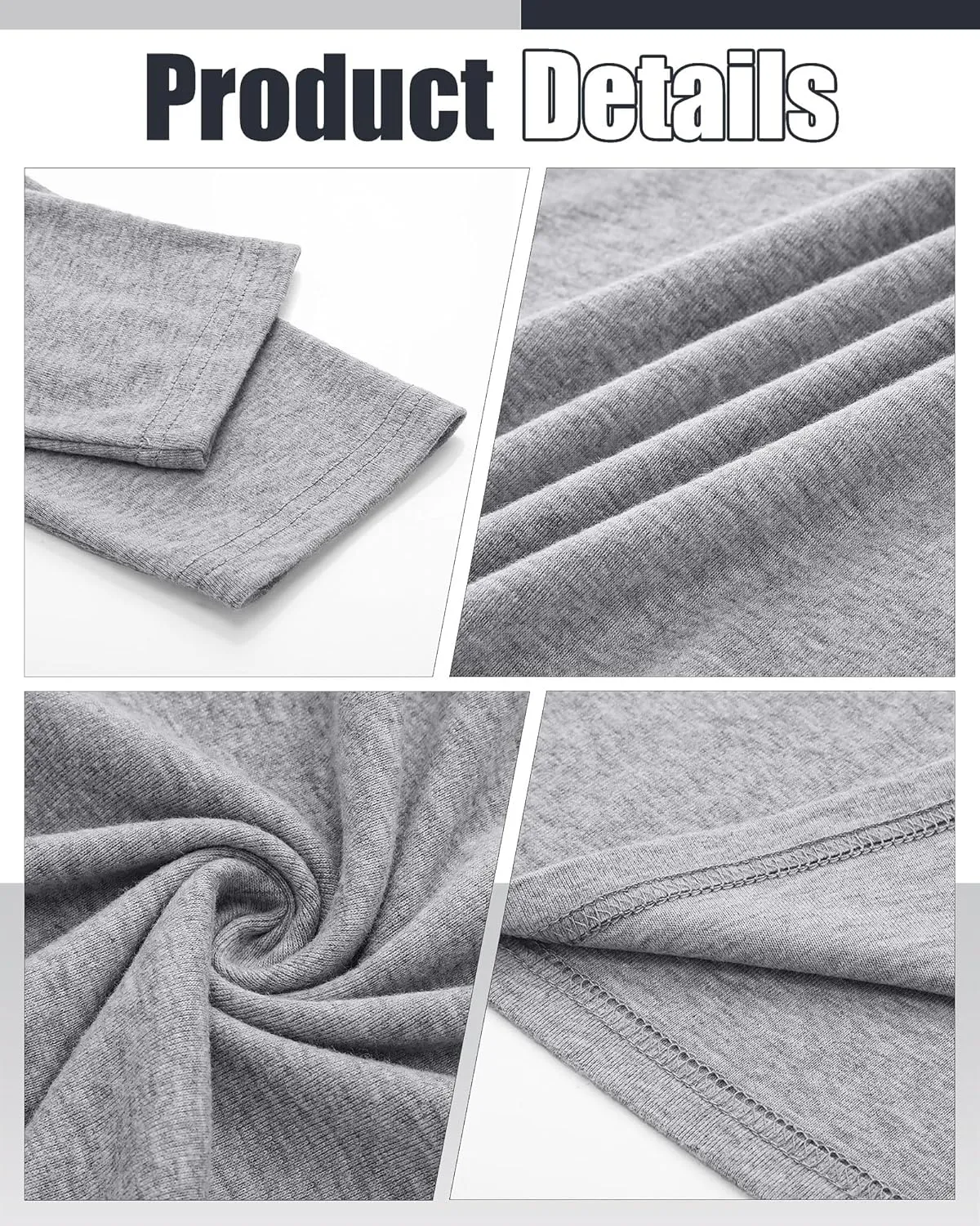 Ficerd 3 Pack Men's Big and Tall Turtleneck Shirts Cotton Long Sleeve Turtle Neck Tops Plus Size Loose Fit Basic Tee