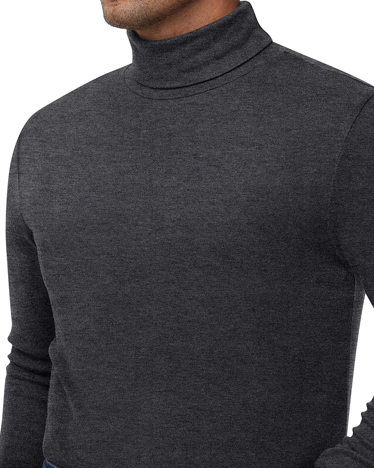 Ficerd 3 Pack Men's Big and Tall Turtleneck Shirts Cotton Long Sleeve Turtle Neck Tops Plus Size Loose Fit Basic Tee