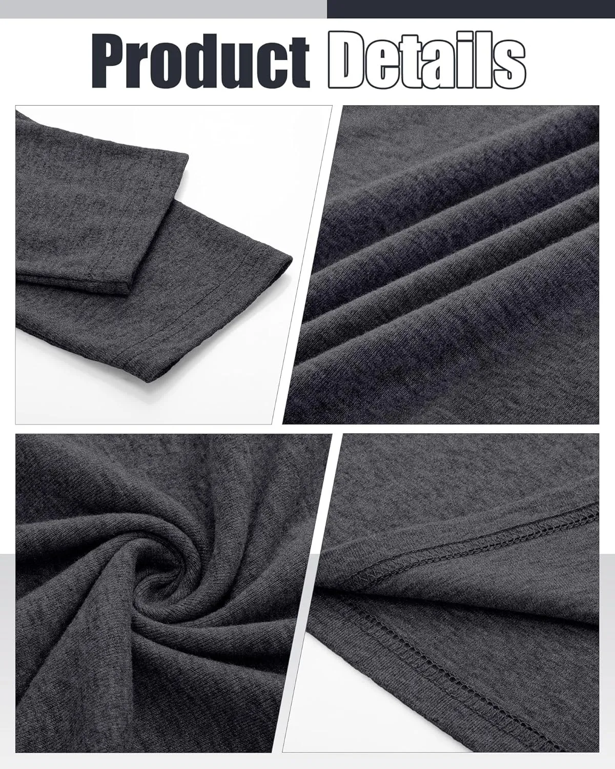 Ficerd 3 Pack Men's Big and Tall Turtleneck Shirts Cotton Long Sleeve Turtle Neck Tops Plus Size Loose Fit Basic Tee