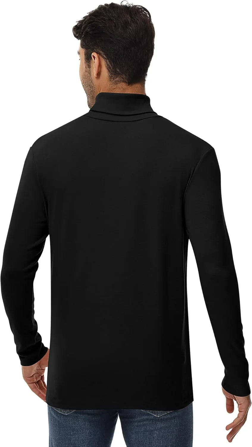 Ficerd 3 Pack Men's Turtleneck Shirts, Long Sleeve Cotton Pullover Sweaters Mock Neck Knitted T Shirt Basic Slim Fit Tee Tops