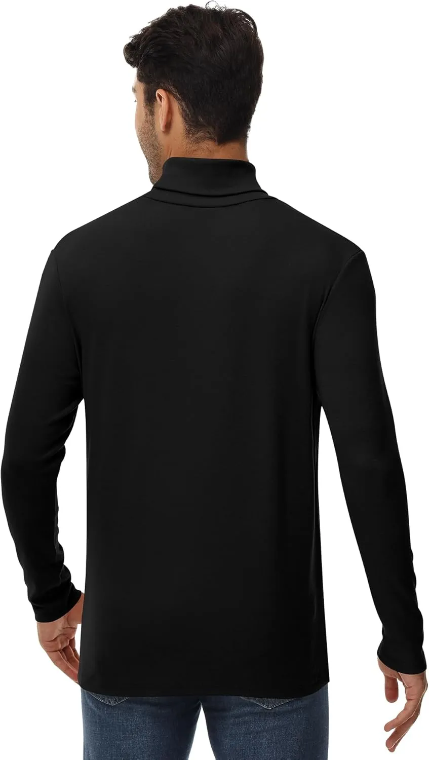 Ficerd 3 Pack Men's Turtleneck Shirts, Long Sleeve Cotton Pullover Sweaters Mock Neck Knitted T Shirt Basic Slim Fit Tee Tops
