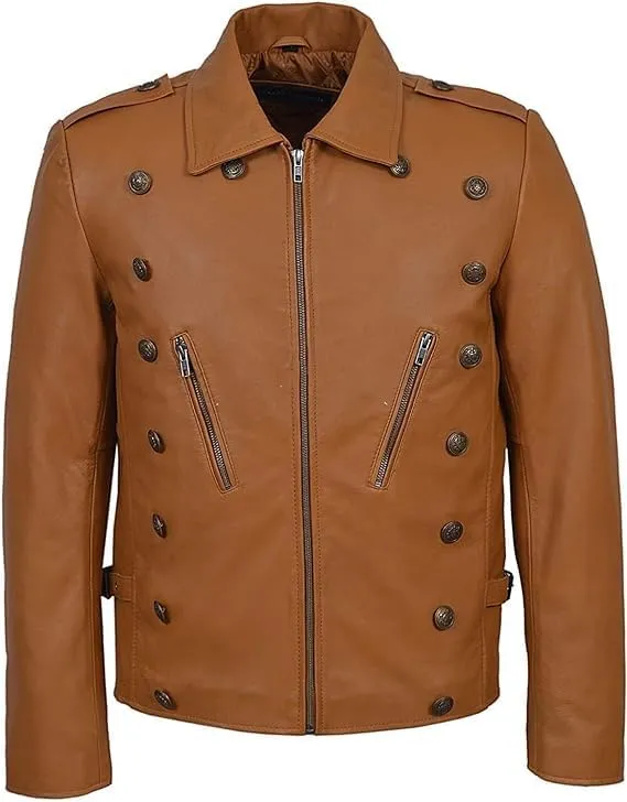 FIT WEAR The Rocketeer Movie Brown Real Sheepskin Leather Jacket for Men - Brown Leather Biker Jacket
