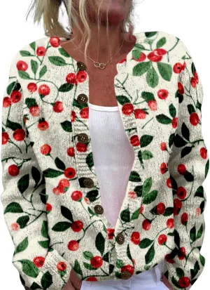Floral Sweaters for Women Open Front Cardigan Chunky Long Sleeve Plus Size Button Up Fall Trendy Tunic Blouse