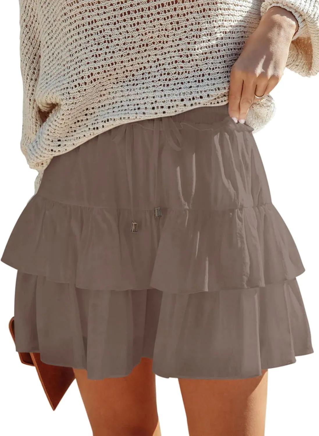 Flowy Shorts for Women Boho Ruffled Tiered Skorts Casual High Waist Mini Skirts Tennis Golf Comfy Shorts 2025