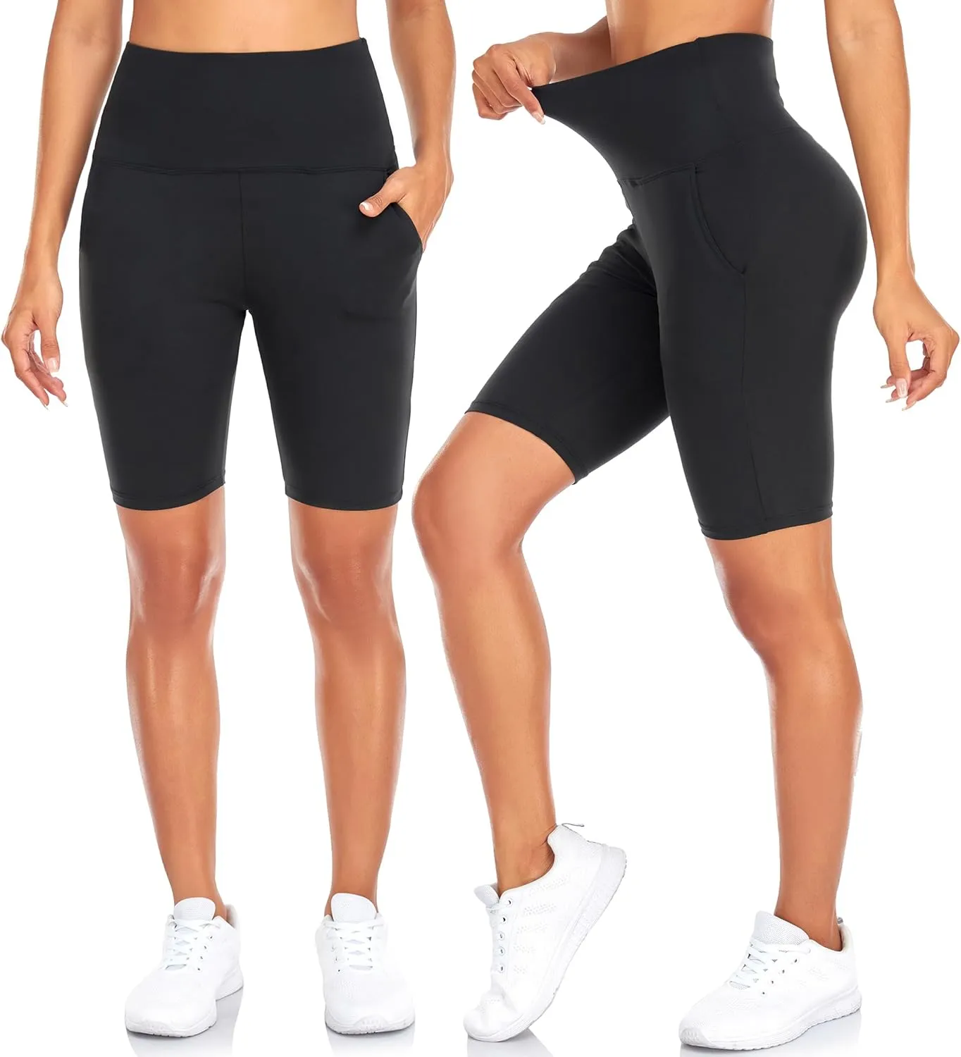 FULLSOFT 4 Pack Biker Shorts for Women with Pockets  8" High Waisted Tummy Control Workout Yoga Running Shorts