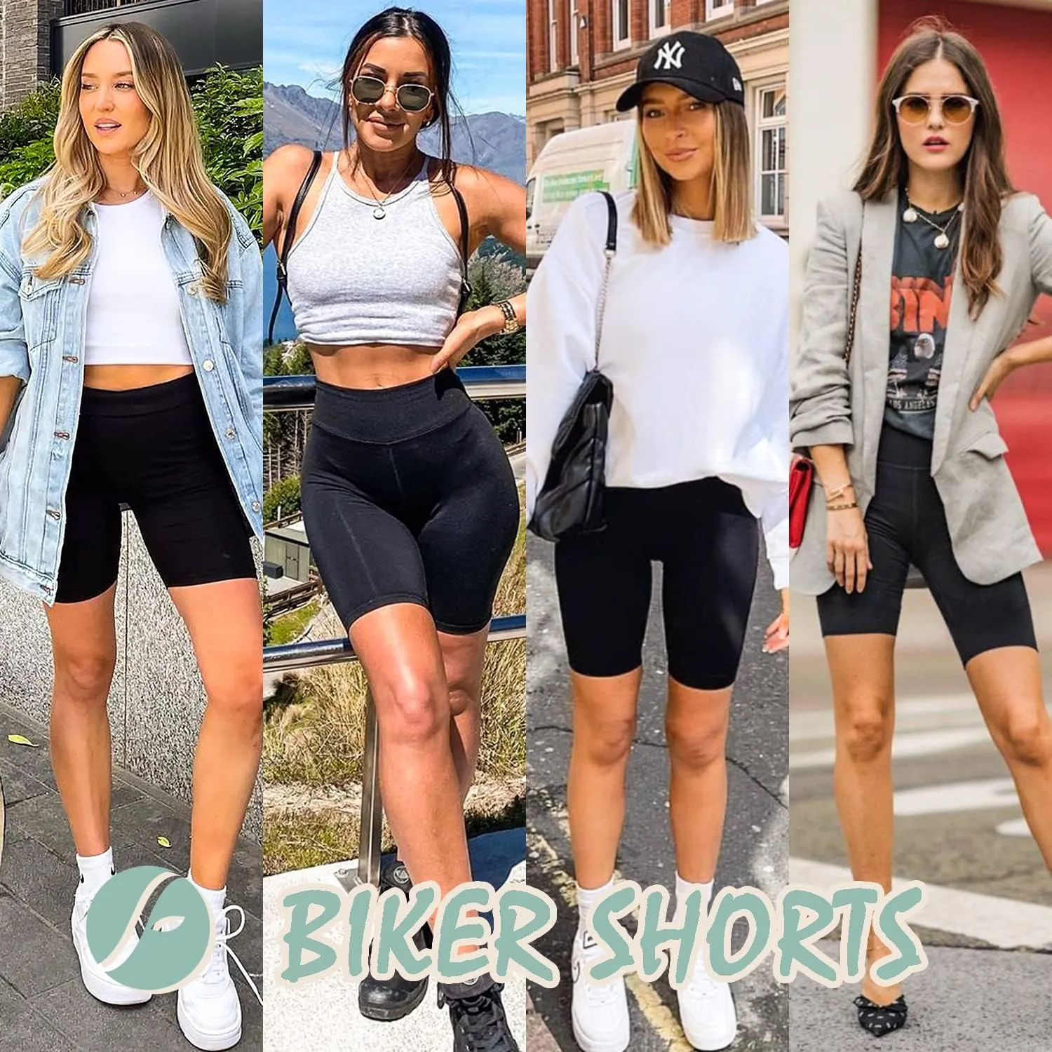 FULLSOFT 4 Pack Biker Shorts for Women with Pockets  8" High Waisted Tummy Control Workout Yoga Running Shorts