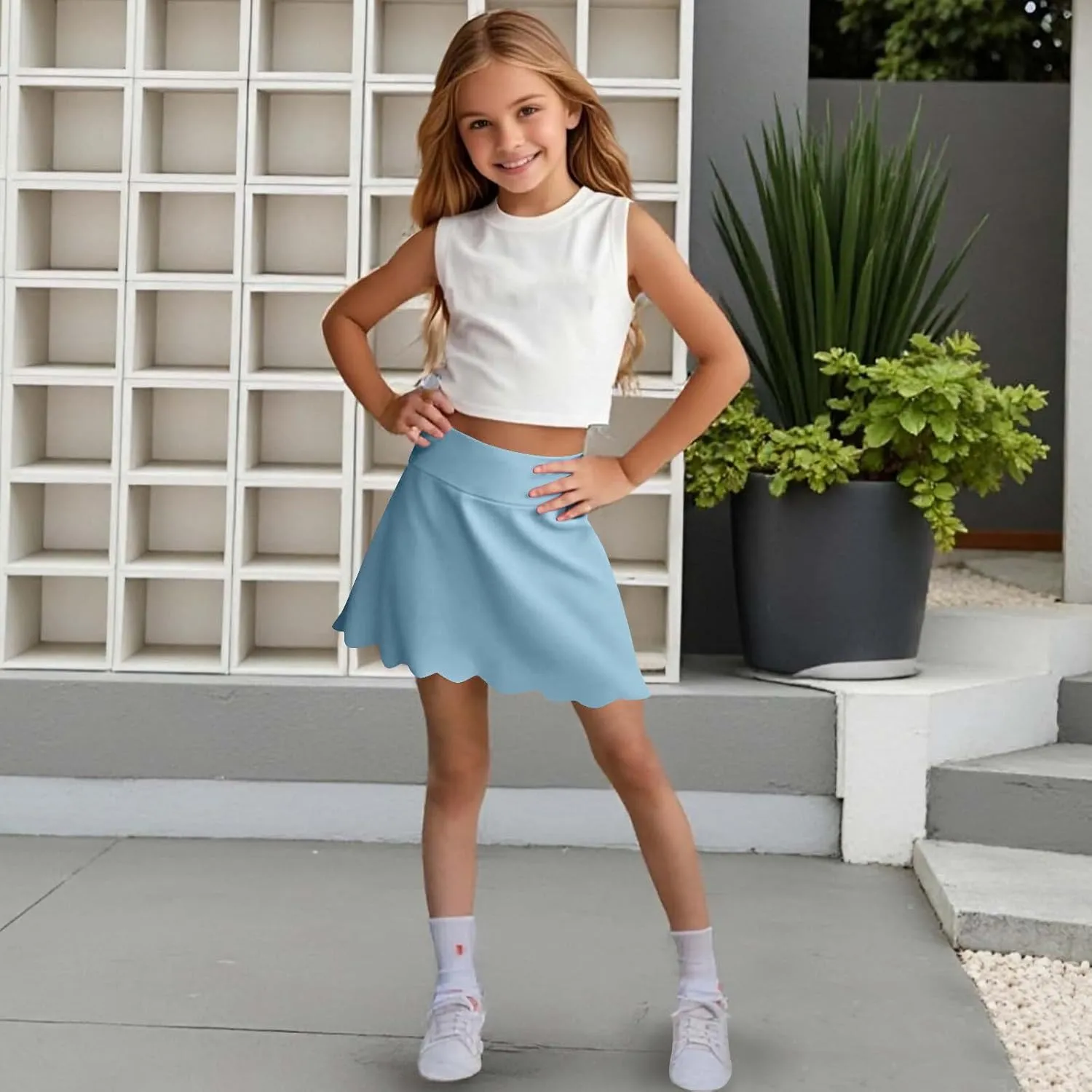 Girls Butterfly Shorts Y2K Trendy Flowy Shorts with Liner Summer Preppy 2 in 1 Tennis Skirts Athletic Workout Skorts
