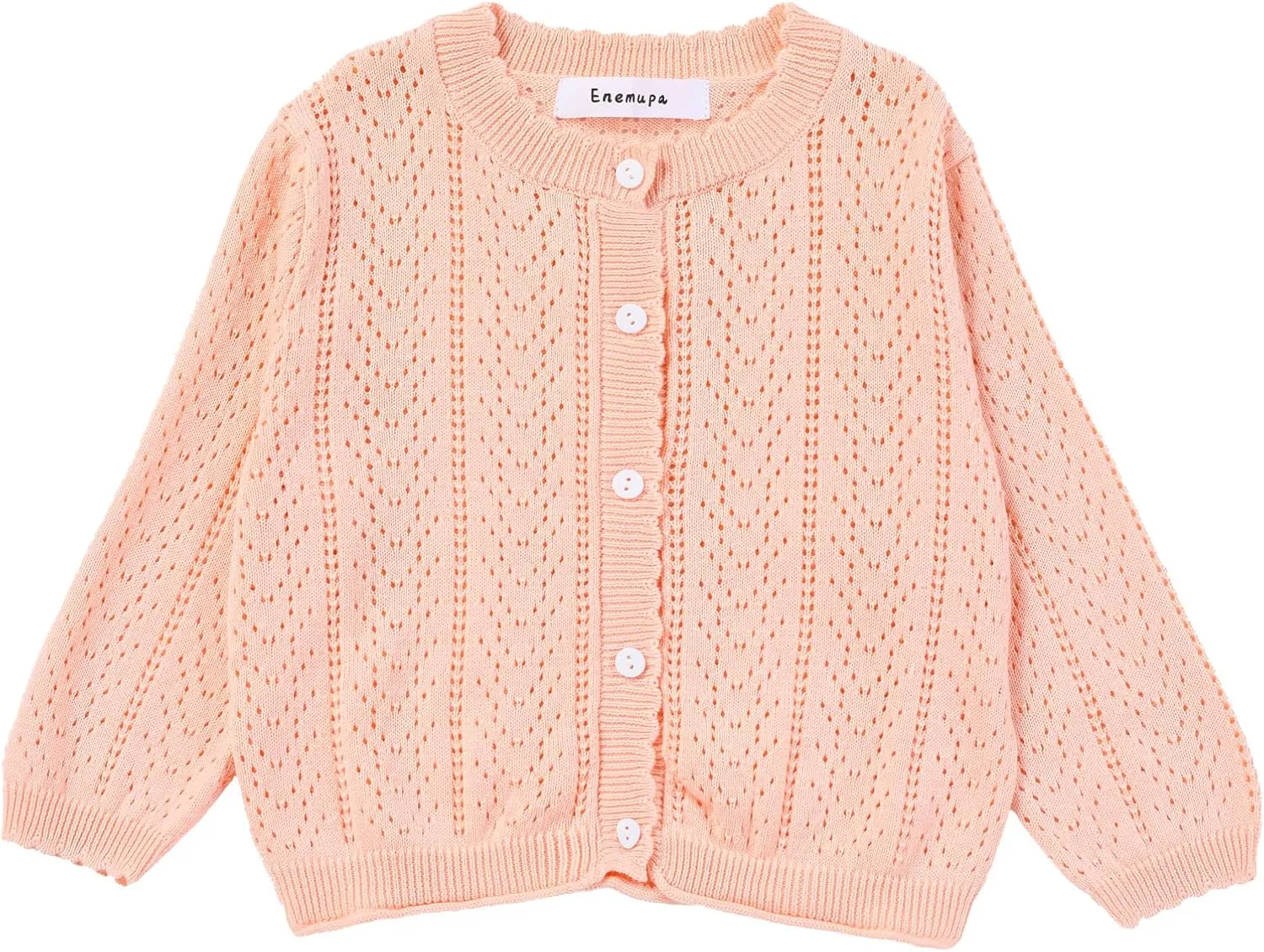 Girls' Knitted Cardigan Long-Sleeved Round Neck Spring Thin Sweater Newborn Baby Girl Cotton Heart-Shaped Sweater Coat