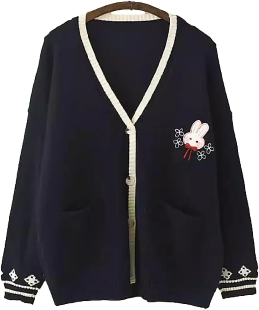 GK-O Mori Girl Kawaii Rabbit Japan JK Uniform Knit Cardigan Sweater Girl School Cosplay Sweater