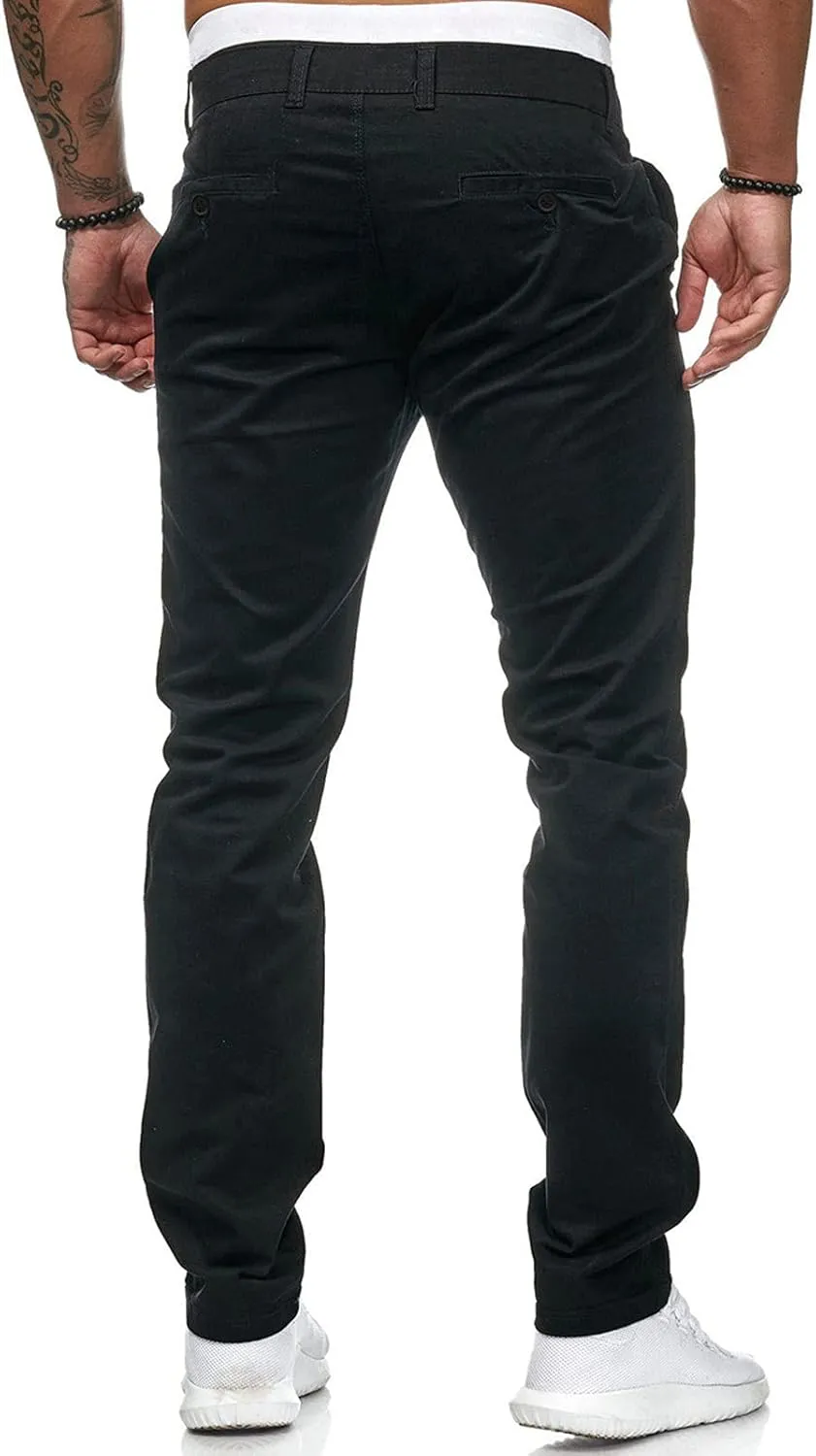 GOKKILRW Mens Slim Fit Golf Work Pants Flat-Front Stretch Chino Pants Casual Skinny Dress Pants Tapered Hiking Travel Pants