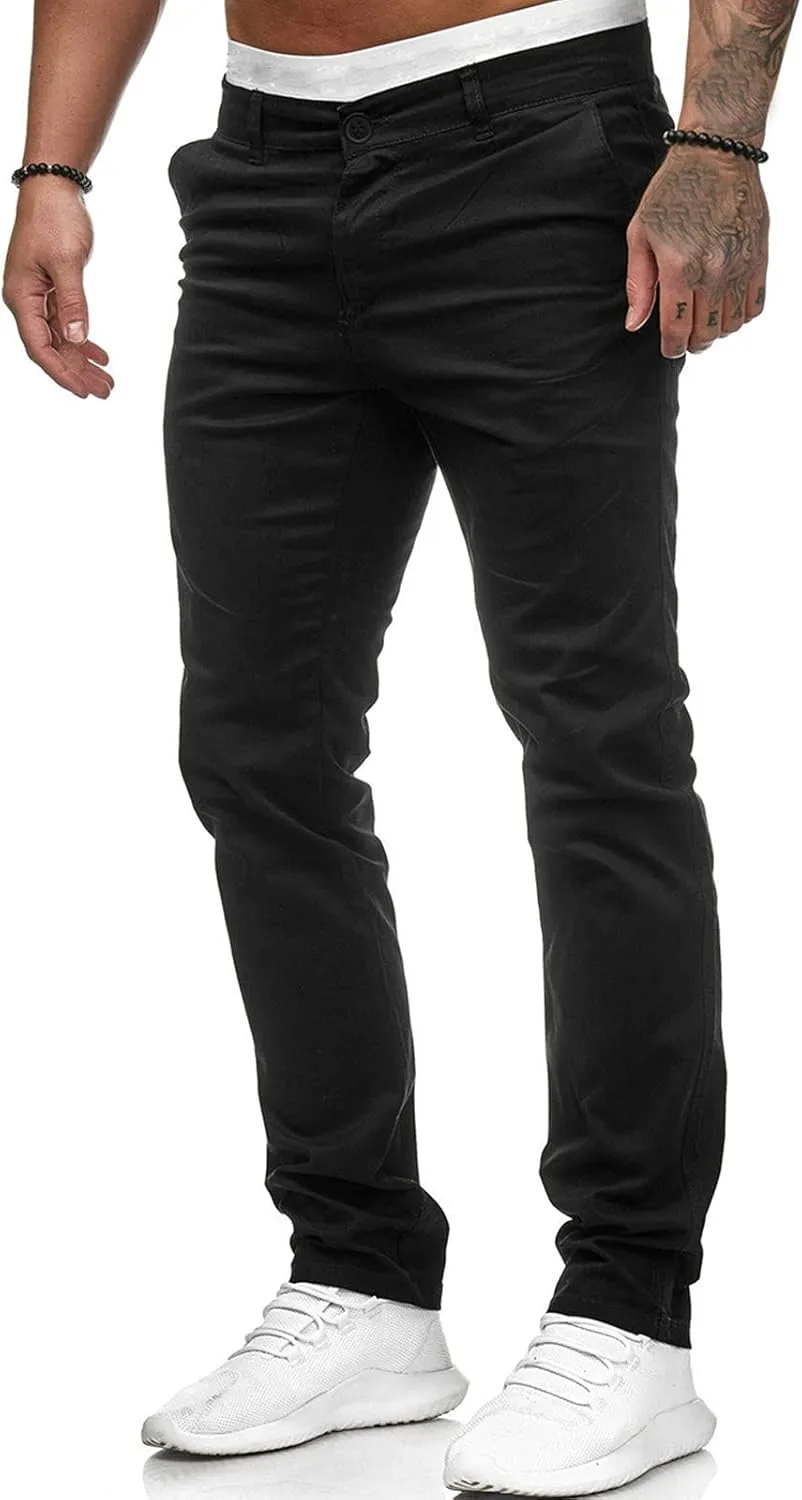 GOKKILRW Mens Slim Fit Golf Work Pants Flat-Front Stretch Chino Pants Casual Skinny Dress Pants Tapered Hiking Travel Pants