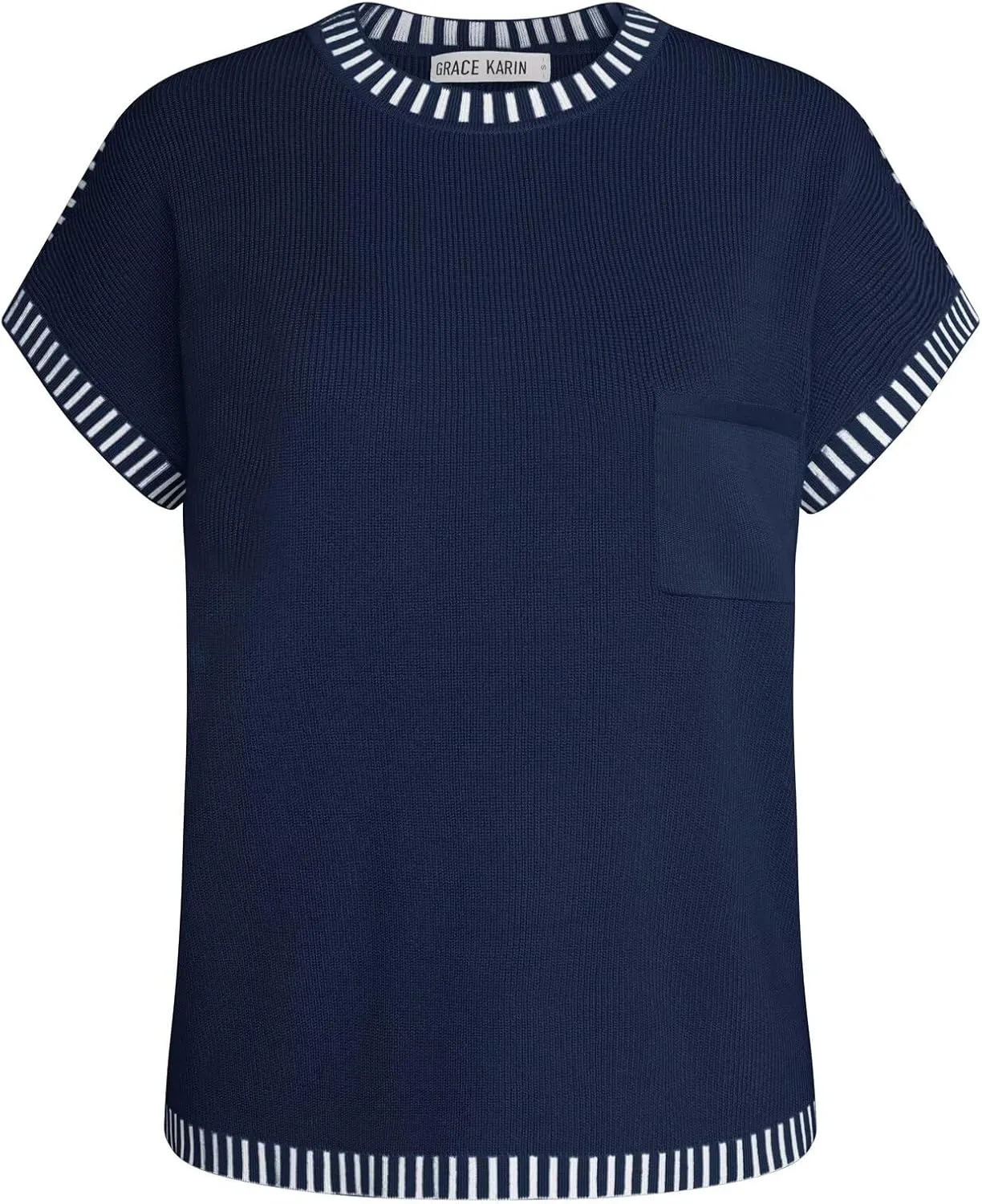 GRACE KARIN Womens Cap Sleeve Sweater Vest Crewneck Knit Casual Sweater Trendy 2025 Y2K Summer Shirt Tops