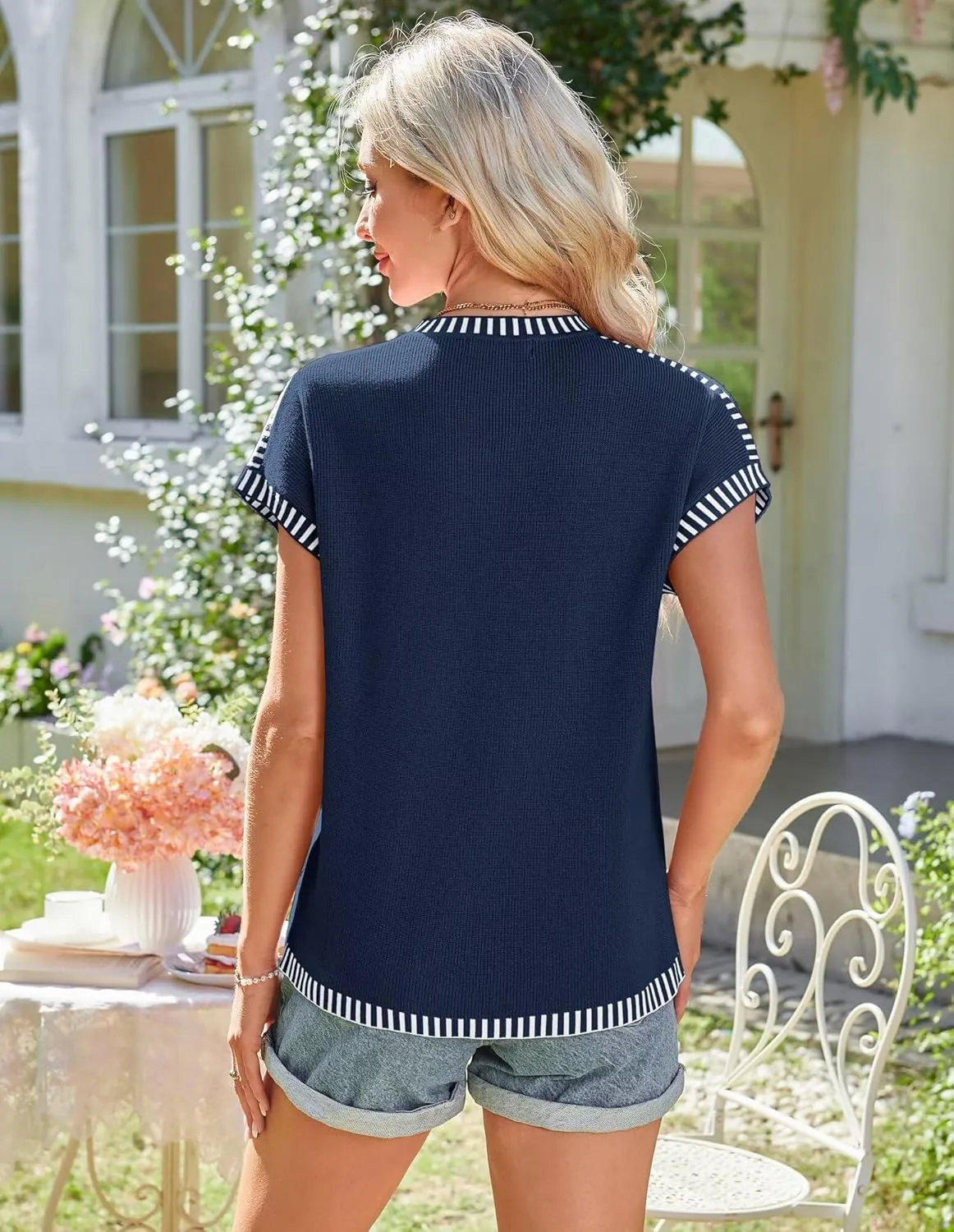 GRACE KARIN Womens Cap Sleeve Sweater Vest Crewneck Knit Casual Sweater Trendy 2025 Y2K Summer Shirt Tops