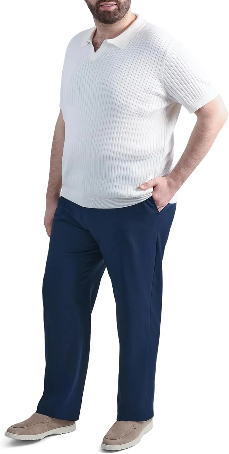 Haggar Men's Premium Ribbed Knit Short Sleeve Sweater Polo Shirt  Regular and Big & Tall Sizes