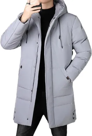 Haitpant Men Winter Parka Jacket With Hood Korean Long Jacket Cotton Padded Warm Coat