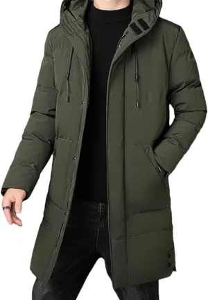 Haitpant Men Winter Parka Jacket With Hood Korean Long Jacket Cotton Padded Warm Coat