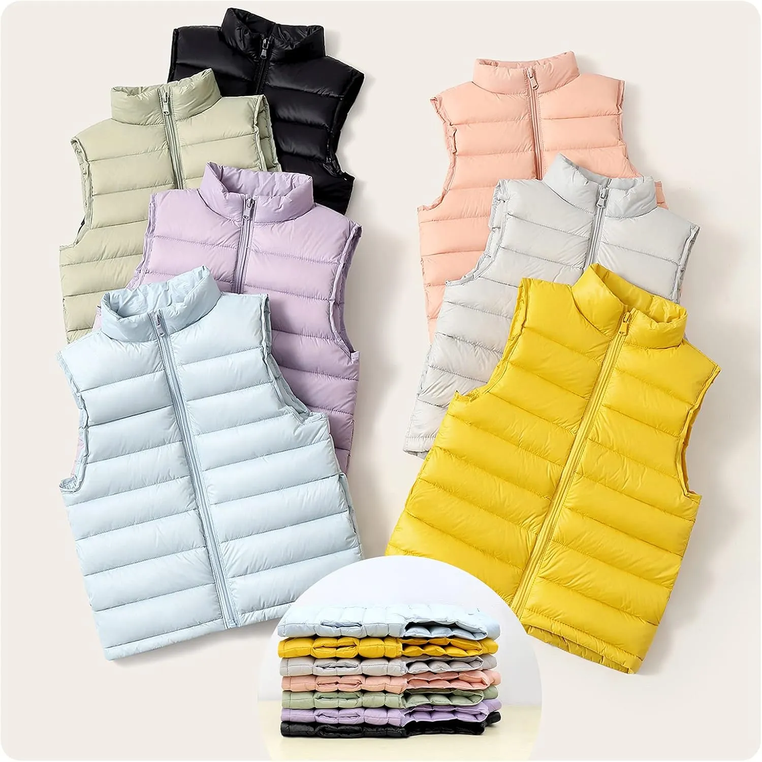 Happy Cherry Kids Winter Snow Puffer Down Vest Softshell Quilted Padded Sleeveless Jacket Ultra Light Waistcoat 4-12 Years