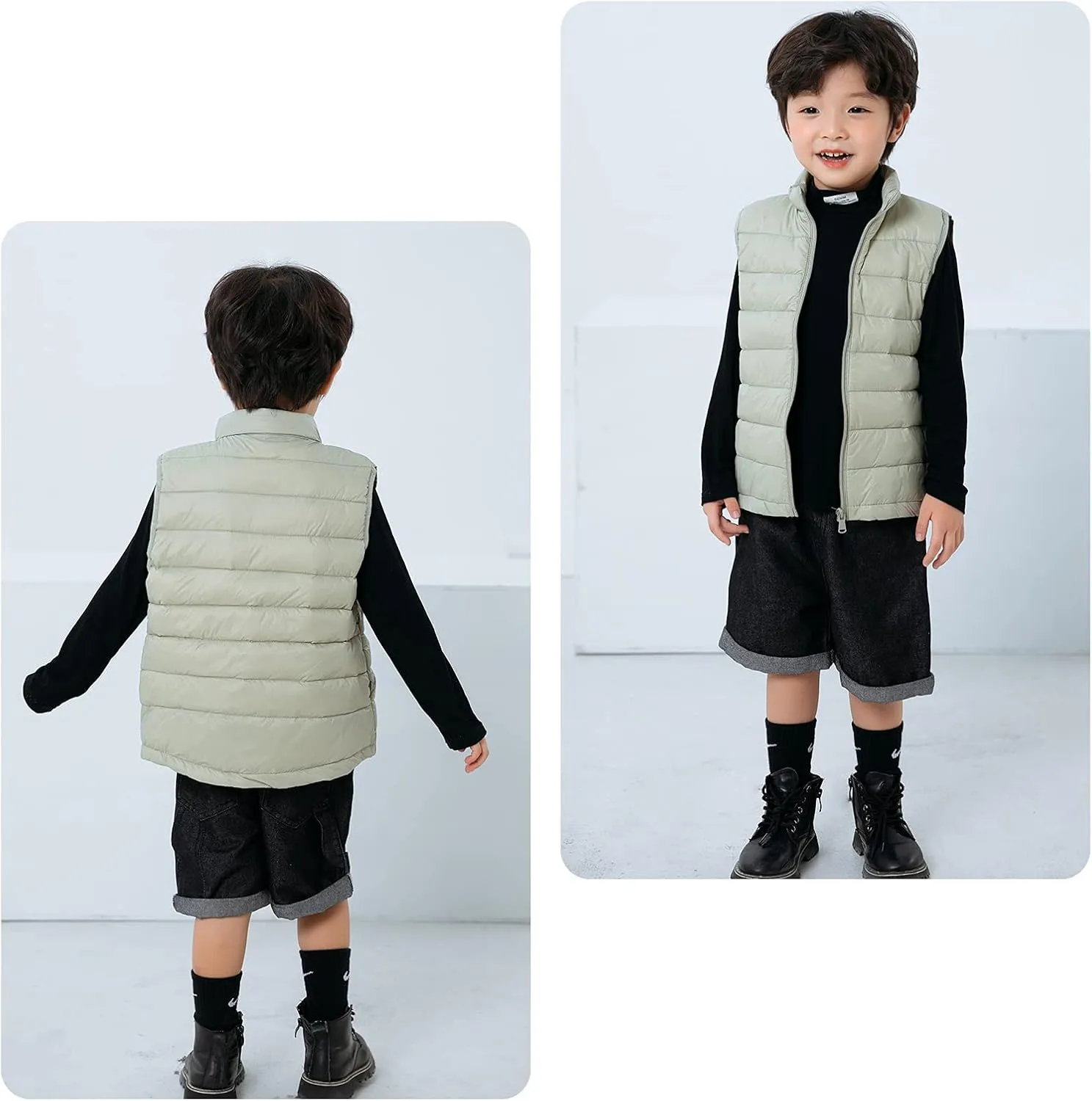 Happy Cherry Kids Winter Snow Puffer Down Vest Softshell Quilted Padded Sleeveless Jacket Ultra Light Waistcoat 4-12 Years