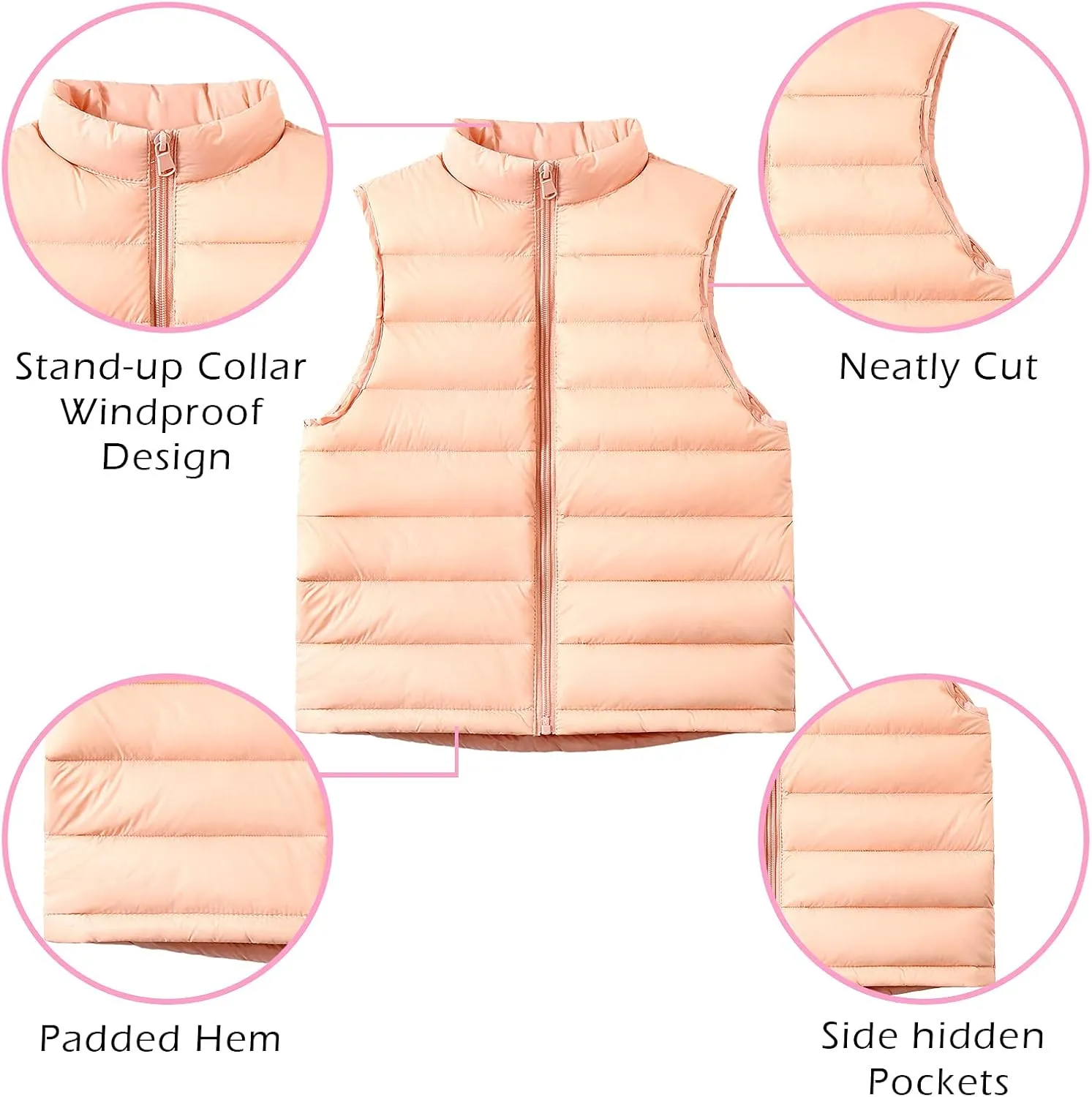 Happy Cherry Kids Winter Snow Puffer Down Vest Softshell Quilted Padded Sleeveless Jacket Ultra Light Waistcoat 4-12 Years