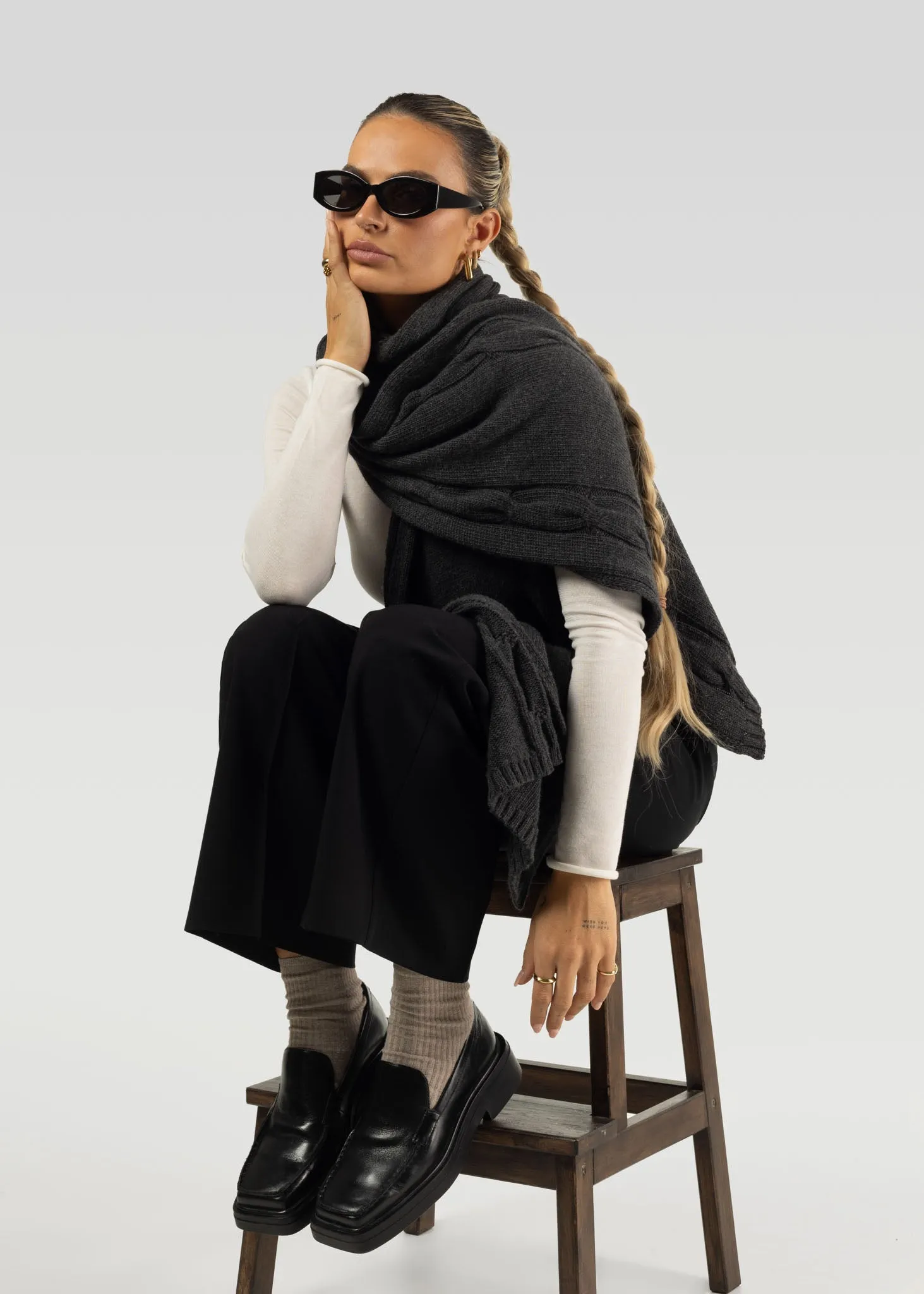 Henry Knitted Scarf - Anthracite