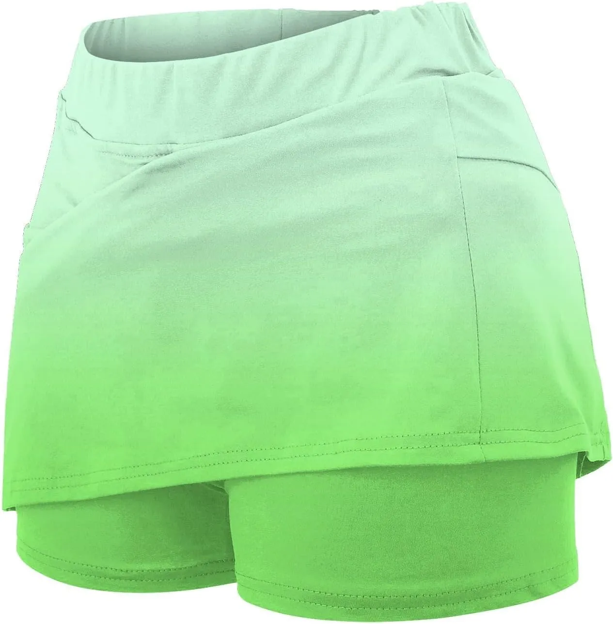 HGps8w Women's Gradient Tennis Skirt with Bulit in Shorts, Mid Waist Workout Running Golf Athletic Activewear Skorts